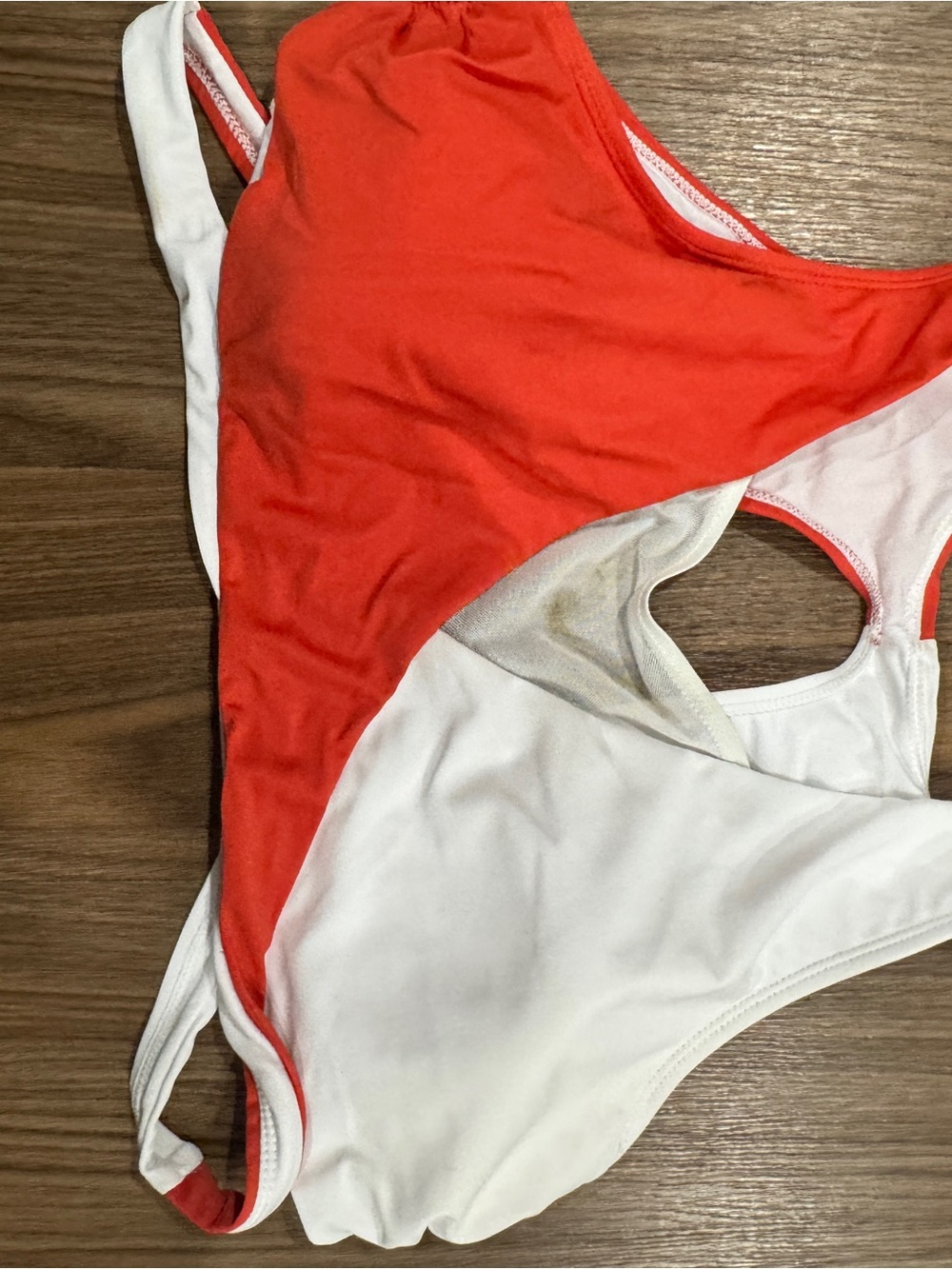 Two-Tone Orange and White Swim Bikini top